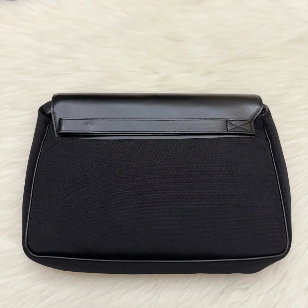 DUNHILL - BLACK LEATHER NYLON POCHETTE POUR HOMME TRAVEL BAG POUCH CLUTCH